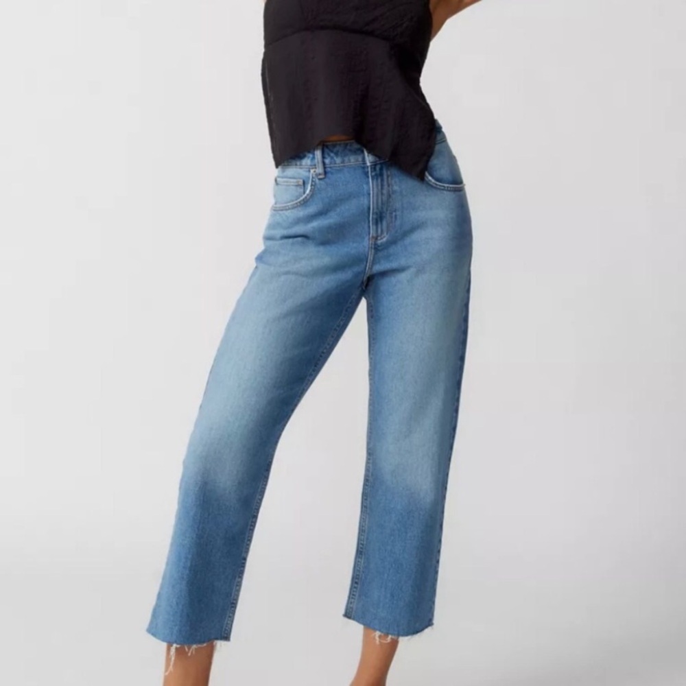BDG CROPPED COWBOY JEAN STRAIGHT LEG CROP FESTIVAL BOHO SIZE 28 URBAN OUTFITTERS